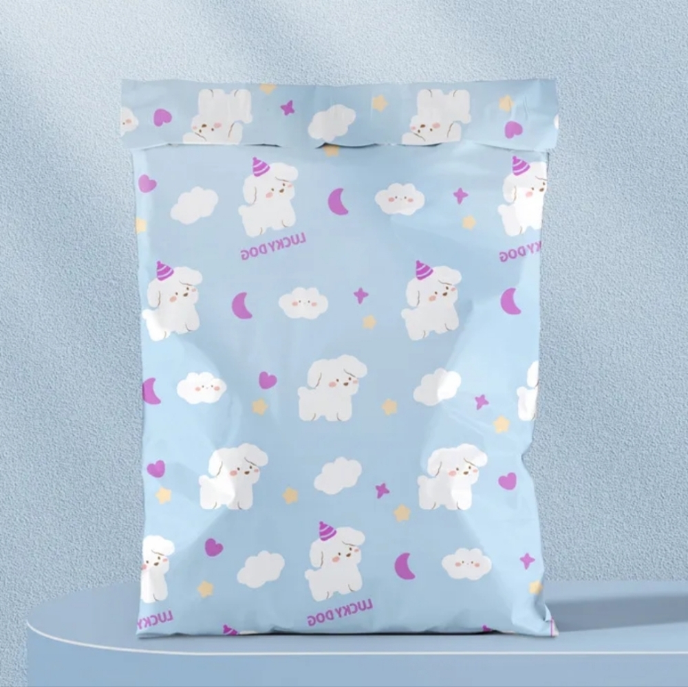 Poly Mailers 🐶 20 Blue "Lucky Dog" 19 X 15 Self Closing Poly Mailer Bags NEW